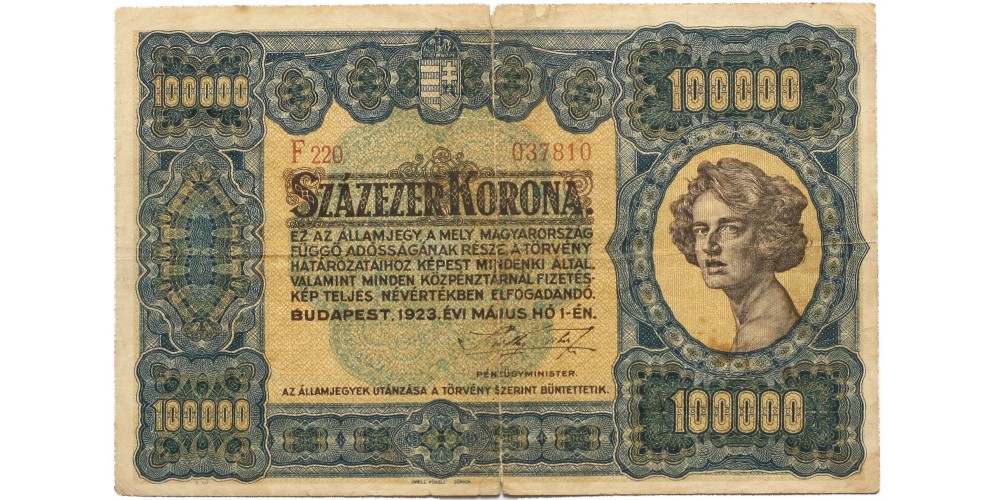 100000 korona 1923 R!